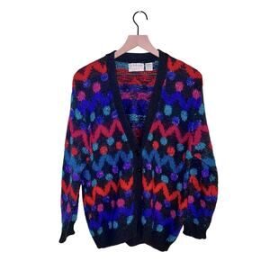 VNTG LE MODA hand knit cardigan M grandma core cozy